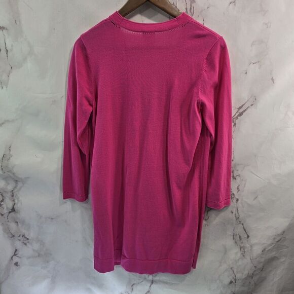 Chicos Cardigan Womens 0 Small Pink Wrap Topper Magenta Hot Travelers Ruana Long - Picture 5 of 12